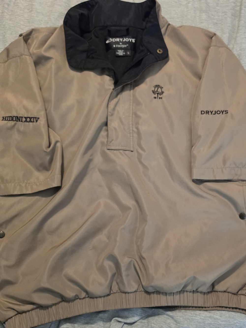 FootJoy Tan and Black Short-Sleeve Windbreaker Pullover